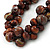 Dark Brown Cluster Wood Bead Black Cotton Cord Necklace - 70cm L - view 4