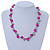 13mm Deep Pink, Silver Mirror Bead Wire Necklace In Silver Tone - 50cm L/ 4cm Ext - view 2