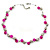 13mm Deep Pink, Silver Mirror Bead Wire Necklace In Silver Tone - 50cm L/ 4cm Ext - view 7