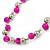 13mm Deep Pink, Silver Mirror Bead Wire Necklace In Silver Tone - 50cm L/ 4cm Ext - view 6