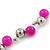 13mm Deep Pink, Silver Mirror Bead Wire Necklace In Silver Tone - 50cm L/ 4cm Ext - view 5