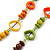 Long Multicoloured Wood Bead & Bone Ring Necklace - 108cm L - view 3