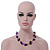 Black Ceramic, Magenta Shell Cluster Bead Necklace In Silver Tone - 46cm L/ 4cm Ext - view 8