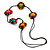 Long Multicoloured Wooden Flowers Cotton Cord Necklace - 72cm L - view 5