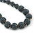 Chunky Graduated Hematite Coloured Glass Bead Necklace - 44cm L - view 5