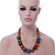 Multicoloured Wood Bead Black Waxed Cotton Cord Necklace - 74m L - Adjustable - view 3