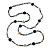 Hematite/ Black Glass Bead, White Shell Nugget Long Necklace - 100cm L