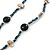 Hematite/ Black Glass Bead, White Shell Nugget Long Necklace - 100cm L - view 3