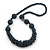 Chunky Hematite Coloured Glass Bead Necklace - 70cm L