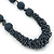 Chunky Hematite Coloured Glass Bead Necklace - 70cm L - view 3