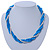 Turquoise Blue Ceramic And Silver Metal Bead Multistrand Twisted Necklace In Silver Tone - 44cm L/ 2cm Ext - view 2