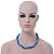 Turquoise Blue Ceramic And Silver Metal Bead Multistrand Twisted Necklace In Silver Tone - 44cm L/ 2cm Ext - view 7