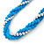 Turquoise Blue Ceramic And Silver Metal Bead Multistrand Twisted Necklace In Silver Tone - 44cm L/ 2cm Ext - view 5