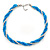 Turquoise Blue Ceramic And Silver Metal Bead Multistrand Twisted Necklace In Silver Tone - 44cm L/ 2cm Ext - view 4