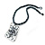Large Wired Square Pendant With Chunky Twitsted Glass Bead Chain (Hematite Tone) - 46cm L - view 8