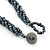 Large Wired Square Pendant With Chunky Twitsted Glass Bead Chain (Hematite Tone) - 46cm L - view 5