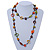 Multicoloured Wood Bead Cotton Cord Long Necklace - 110cm L - view 2