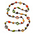 Multicoloured Wood Bead Cotton Cord Long Necklace - 110cm L