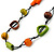 Multicoloured Wood Bead Cotton Cord Long Necklace - 110cm L - view 4