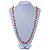 Orange Ceramic Bead, Glass Nugget Cotton Cord Long Necklace - 90cm L - view 4