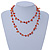 Orange Ceramic Bead, Glass Nugget Cotton Cord Long Necklace - 90cm L