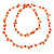 Orange Ceramic Bead, Glass Nugget Cotton Cord Long Necklace - 90cm L - view 3