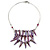 Purple Shell Nugget Bib Wire Necklace In Silver Tone - 48cm L - view 2