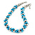 Light Blue & Silver Tone Acrylic Bead Cluster Choker Necklace - 38cm L/ 5cm Ex - view 2