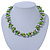Lime Green & Silver Tone Acrylic Bead Cluster Choker Necklace - 38cm L/ 5cm Ex
