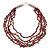 Red/ Black Multistrand, Layered Glass Bead Necklace In Silver Plating - 60cm L - view 7
