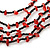 Red/ Black Multistrand, Layered Glass Bead Necklace In Silver Plating - 60cm L - view 5
