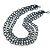 3 Strand Hematite Coloured Glass Bead Oval Link Necklace - 60cm Length