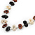Black, Cream, Brown Bone Bead Necklace - 80cm L - view 5