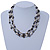 3 Strand Freshwater Pearl, Slate Black Shell Nugget Necklace In Silver Tone - 40cm L/ 4cm Ext - view 2