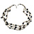 3 Strand Freshwater Pearl, Slate Black Shell Nugget Necklace In Silver Tone - 40cm L/ 4cm Ext - view 4