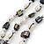 3 Strand Freshwater Pearl, Slate Black Shell Nugget Necklace In Silver Tone - 40cm L/ 4cm Ext - view 5