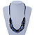 Black Glass Bead, Cobalt Blue Shell Nugget With Black Leather Style Cord Necklace - 60cm L - view 2