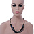 Black Glass Bead, Cobalt Blue Shell Nugget With Black Leather Style Cord Necklace - 60cm L - view 3