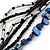Black Glass Bead, Cobalt Blue Shell Nugget With Black Leather Style Cord Necklace - 60cm L - view 4
