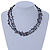 3 Strand Hematite Glass Bead, Sea Shell Nugget Wired Necklace In Silver Tone - 48cm L - view 3