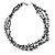 3 Strand Hematite Glass Bead, Sea Shell Nugget Wired Necklace In Silver Tone - 48cm L