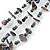 3 Strand Hematite Glass Bead, Sea Shell Nugget Wired Necklace In Silver Tone - 48cm L - view 2