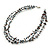 3 Strand Hematite Glass Bead, Sea Shell Nugget Wired Necklace In Silver Tone - 48cm L - view 5
