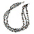 3 Strand Hematite Glass Bead, Sea Shell Nugget Wired Necklace In Silver Tone - 48cm L - view 6