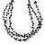 3 Strand Hematite Glass Bead, Sea Shell Nugget Wired Necklace In Silver Tone - 48cm L - view 4
