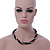 Black Ceramic And Silver Metal Bead Multistrand Twisted Necklace In Silver Tone - 44cm L - view 3