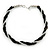 Black Ceramic And Silver Metal Bead Multistrand Twisted Necklace In Silver Tone - 44cm L - view 4