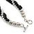 Black Ceramic And Silver Metal Bead Multistrand Twisted Necklace In Silver Tone - 44cm L - view 6