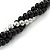 Black Ceramic And Silver Metal Bead Multistrand Twisted Necklace In Silver Tone - 44cm L - view 7