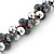 Light Grey & Silver Tone Acrylic Bead Cluster Choker Necklace - 38cm L/ 5cm Ex - view 5